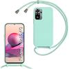 SLWYF Custodia per Xiaomi Redmi Note 10 4G/Note 10S Cover con Cordino, Silicone Antiurto TPU Morbido Corda Collana Necklace Regolabile Stylish con Catena Ultra Sottile Cover Case, Menta verde