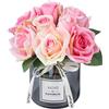 XIAYAN N*A NA - Set di fiori artificiali e vaso in vetro, con rose in seta, adatto per soggiorno, tavolo da pranzo, ufficio, matrimoni, banchetti di hotel e altre decorazioni per la casa. (rosa)