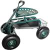 Relaxdays Sedile Mobile Giardino, Regolabile, Portata 150 kg, Verde Scuro | Ruote ripostiglio, acciaio