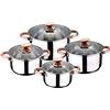 San Ignacio Batteria 8PC Acciaio Inox APTA per INDUZIONE Collezione Nona Bateria, Cromo, Pack 8 PCS