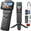 SJCAM C400 Pro Vlog Camera 4K (128GB) con Microfono Wireless, Autonomia 5H | Sensore CMOS 1/1.8, FOV 160°, SteadyMotion 2.0, Touchscreen Rotante 2.29, Impermeabile, Ideale per YouTube e Vlog