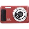 XUMIUZIY Fotocamera Digitale 4K, Videocamera Vlog da 64 MP con Zoom 16X e | Schermo LCD da 2,8 Pollici, Fotocamera CCD, Messa a Fuoco Automatica con Zoom Digitale 16X, per Viaggi Fotografici, Video