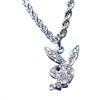 WEIYIing Street, collana unisex Hip Pop Rock in acciaio inox con catena a torsione, teste di coniglio complete forate, ciondolo coniglio playboy, per uomo e donna, bianco