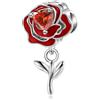 LES FOLIES DI PAOLA GRIECO Charm Rosa Rossa con Cuore rosso ciondolo pendente in argento 925 - Les Folies per Pandora