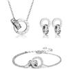 Gkaopi Parure Gioielli per Donna Ragazze Numeri Romani con Zircone Acciaio Pendente Inossidabile Placcato Oro Argento Collana Orecchini Bracciali Set di Gioielli Sposa Regalo