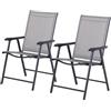 Outsunny Set 2 Sedie da Giardino Pieghevoli con Braccioli 58x64x94cm Grigio | Sedie da Esterno per Pranzo in Metallo e Texteline, Patio, Balcone, Terrazza, Interno