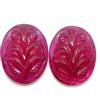 SBI Gems 15x13 MM,18x15 MM Rubino Naturale Fatto a Mano Intagliato Paio 2 Design & Size