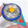 Fatto a mano Ciondolo turchese lapislazzuli corallo giallo gioiello nepalese tibetano 3,2"...
