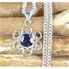 7.01 Ct Zaffiro Naturale Cushion Gemma Uomo Ciondolo Anniversario Silver 925