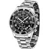 OLEVS Orologio grande da uomo, impermeabile, luminoso, in acciaio inox, fasi lunari, da uomo, analogico, cronografo, orologio da uomo, numeri arabi con data