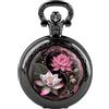Tiong Orologio da tasca nero vintage steampunk quarzo orologio da tasca costume uomo donna collana gioielli regali