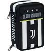 Seven Astuccio Scuola Juventus 3 Zip, Bianco Nero, Triplo Scomparto Completo di
