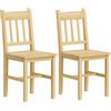 HOMCOM Set di 2 Sedie da Pranzo in Legno Sedie da Cucina con Schienale a Listelli, Seduta Ampia Legno Naturale | Aosom Italy