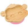 bamboo bamboo Piatto Baby e Toddler, Ventosa per Pappa e Svezzamento, Piatto Scimmia Bamboo con Sicura, Piatti per Bambini da 6 Mesi (Scimmia, Rosa)
