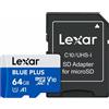 Lexar 64GB Scheda microSD Lexar C10 A1 U3 V30 Blu [SFLXRMDG64BLPL1]
