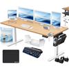 KESSER® Scrivania elettrica regolabile in altezza, Scrivania ergonomica per postura eretta, Controllo di memoria a 3 funzioni, incl. Ruote a 360° e Porta di ricarica USB, 160x70 cm - Beige