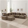 Yihomfy Grande Divano Angolare Convertibile, Divano Modulare da 6 Posti da 295 Cm con Pouf, Divano Angolare a Forma di U, Comodo Divano in Corduroy Effetto Nuvola, Combinazioni Libere