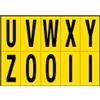 Cartelli Segnalatori Lettere adesive da U a Z - in PVC - 56 x 99 mm - 10 et/fg - 1 foglio - nero/giallo conf. 10 pz - G01601