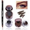 Music Flower Eyeliner gel & Trucco sopracciglia, Eyeliner waterproof nero marrone anti-sbavature trucco a lunga tenuta Eye Liner Gel con pennellino, specchiato, 0,49 Once, Confezione da 2