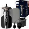 Philips Rasoio elettrico Wet and Dry Serie 9000 Prestige, rasoio con lame NanoTech a doppia precisione, rivestimento Hydro SkinGlide, sistema di sospensione Ultraflex, motore digitale Top-Spin