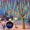 GHONLZIN LED Solare Catena Luminosa, 240 LEDs Meteor Luci Natale Luci, 10 Tubi 30CM Luci Natale Esterno Impermeabile Luci Pioggia Meteore per Natalizie Albero Festa di Nozze Decorazione (Colore)