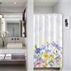 Bovlleetd Blu Fiore Tenda da Doccia 92x183cm Primavera Botanico Natura Acquerello Floreale Pianta per Cabina Doccia, Impermeabile Lavabile in Poliestere Tende da Bagno con 6 Ganci per Vasca da Bagno