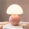 Dawnwake Lampada Da Tavolo Comodino, Lampada Da Scrivania LED Dimmerabile, Abat Jour in Vetro a Forma Di Fungo Con Base in Ceramica, Arredo Per la Casa Per Camera Da Letto, Soggiorno (Rosa)