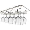 Galvanoplastica Portacalici Sottomensola [SALVASPAZIO, STRUTTURA RESISTENTE] Portabicchieri Sospeso, Ferro Cromato, per Cucina/Bar, Facile da Installare, Elegante, Resistente e Antiruggine | 4 BINARI - CROMATO