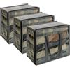 Vieshful Scatole Vestiti Trasparenti 3 Pezzi Organizer Armadio 40L Grigio | Contenitori pieghevoli salvaspazio per piumoni, coperte e vestiti con facile organizzazione