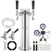 VEVOR Kit Spillatore per Birra a Doppio Rubinetto, Dispenser Torre Birra per Fusti in Acciaio Inox con Regolatore W21.8 Doppio Manometro Accoppiatore Fusti S-System, Vassoio Gocciolamento
