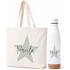 Gifters | Borsa Personalizzata con Iniziale e Nome e Bottiglia in Acciaio Inox da 750 ml | Shopper, Tote Bag con Cerniera | Set Regalo Originale per Donna, Amica, Bambina o Mamma