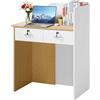 VEVOR Bancone Reception Lungo 80 cm Rettangolare con Illuminazione a LED, 2 Cassetti e Prese, Moderno per Cassiere, Hall, Salone di Bellezza, Ufficio, Hotel, Bancone Vendita, Truciolato