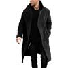 Runcati Cappotto da uomo Regular Fit Trench Cappotto Lungo Risvolto Doppio Petto Lana Business Giacca Inverno Peacoat