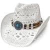 Wildarms Cappello da cowboy in paglia da uomo, design in tessuto traspirante, stile western, ideale per estate, rodeo, feste, festival e costumi