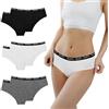Desanlapi Mutande Ragazza Adolescenti in Cotone Morbidi Vita Media Slip Bambina Elasticizzato Intimo 8-10 Anni Pacco da 6 Nero Bianco Grigio XS