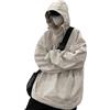 Vagbalena Felpa con Cappuccio retrò Autunnale da Uomo Moda Giapponese Sciolto Streetwear Cyberpunk Giacca Tattica Felpa Hip Hop da Uomo Nera Oversize Giapponese