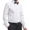 Double TWO - Camicia da smoking da uomo bianca tinta unita con doppio polsino camicia formale - vestibilità classica - colletto standard, doppia piega posteriore