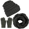 CheChury Cappelli Sciarpa Guanti Set Invernale da Donna Berretto a Maglia Berretto con Apertura Capelli Guanti Touch Screen Invernali Moda Sciarpa 3 Pezzi