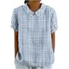 DASAYO Top carino per le donne Peter Pan collare Camicie di lino a maniche corte Plus Size Camicette floreali eleganti vestiti estivi casual