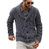 Runcati Cardigan da uomo lavorato a maglia grossa, a maniche lunghe, lavorato a maglia, cardigan casual con colletto a scialle con bottoni, soprabito invernale