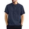 Niwicee Camicia da Uomo Cotone Manica Corta Girocollo Camicetta,Tinta Unita Larghe Casual Trama di Lino Magliette Primavera Estate, vestibilità Regolare Henley Shirt con Bottoni/Tasca