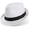 Babeyond Cappello di paglia Fedora da uomo stile anni '20, in feltro, modello Panama a tesa stretta, con nastro, U-white, Taglia unica