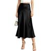 Neteson Gonna Donna Lunga Vita Alta Raso Midi Gonna Lavoro Elegante Casual | Linea ad A con Zip Skirt per Festa Ufficio Matrimonio