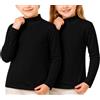 FILOWA Maglia Termica per Bambini Set di 2 Caldo Maglietta, 5-13 Anni | Morbido Intimo Invernale, Collo Mezzo Cigno Autunno Top, Maniche Lunghe Abbigliamento Termico, Camicia in Felpa per Freddo