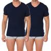 Bikkembergs Pacco da 2 T-Shirt Intima Scollo a V - Uomo - Cotone Elasticizzato (Blu, L)