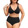 Svanco Costume Donna Due Pezzi Taglie Forti Bikini Vita Alta Push Up Costumi Bagno Curvy Modellante per Mare e Piscina