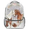 Generic Zaino con stampa di cavallo rosa occidentale acquerello romantico borsa da scuola in stile country per studenti e bambini
