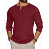 Ekouaer Camicia da uomo a maniche lunghe in maglia a nido d'ape Henley Tops S-XXL