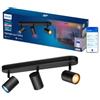 Philips Smart Lighting GU10 faretti x3, Nero BK | Luce a colori e bianca tunabel 2.200-6.500 K, Plafoniera, Smart LED, 345 lm x3, Reg. lumin., Connected by WiZ, casa connessa