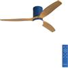CREATE / WINDCALM M/Ventilatore da soffitto con luce blu cobalto pale in legno chiaro e telecomando / 40W, ABS, Ø132 cm, 6 velocità, 3 temperature di luce, timer, funzione estate-inverno
